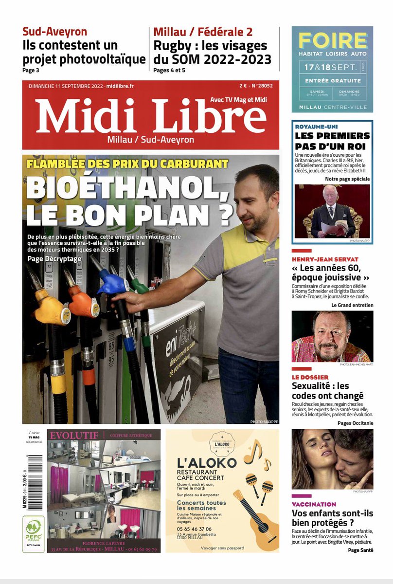MidiLibreMillau's tweet photo. Bonjour 👋 A la une ce dimanche
🚒 Les sinistrés en communion avec les pompiers de Millau pour dire merci
🏉SOM Rugby : les visages des joueurs qui débutent leur calendrier aujourd’hui
💨 #solarzac : ils sont vent debout contre le méga projet photovoltaïque https://t.co/0D9u6j53of