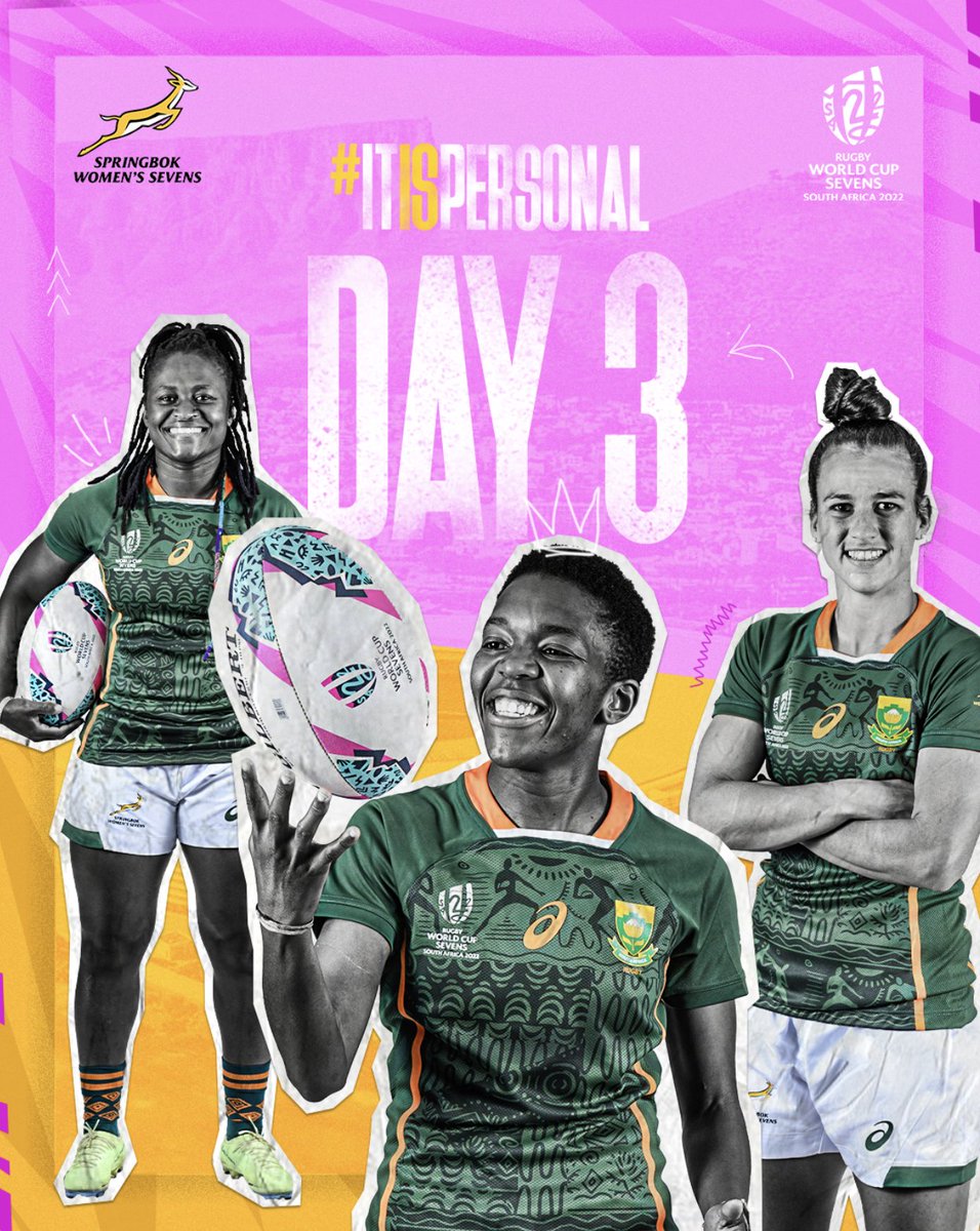 WomenBoks's tweet photo. Today #ItIsPersonal as the Springbok Women’s Sevens take the field against China.
📺 SuperSport Rugby
⏰ 14:37
📍Cape Town Stadium
#RWC7s https://t.co/8sDeMjiUzJ