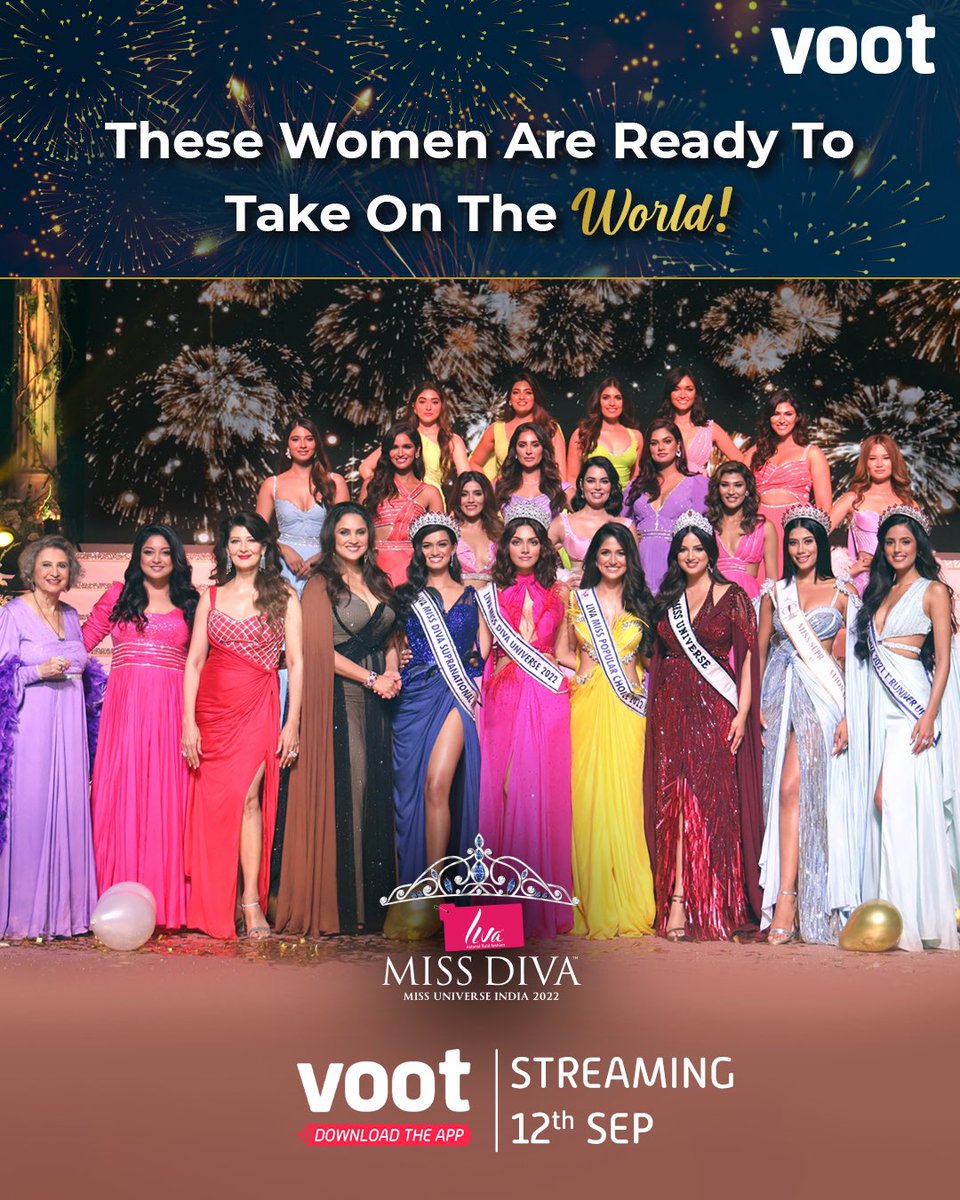 justvoot's tweet photo. These women are ready to take on your heart too!

Watch LIVA Miss Diva 2022, streaming live from 12th September, only on Voot!

@MissDivaOrg @LIVAFashionIn 

#LIVAMissDiva2022 #10YearsOfMissDiva #Voot #VootApp #NonStopEntertainment #VootApp https://t.co/7xEkdjvnmp