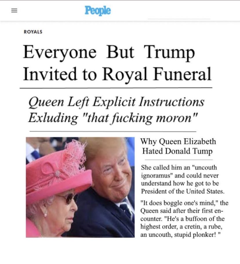 Kevswatching's tweet photo. If he thinks he’s going to her funeral he’s sadly mistaken.
The Queen already said NO!! https://t.co/aGf9jrWNEB