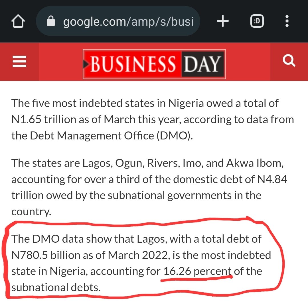 Urchilla01's tweet photo. A beautiful day to remind all of us that "Tinubu's Lagos" is the most indebted state in Nigeria, with a domestic debt profile to the tune of almost a trillion Naira.

For a state with almost N300B yearly IGR (grown mainly through multiple taxation that stifles SMEs), you'd wonder https://t.co/kyA7OpFO1w