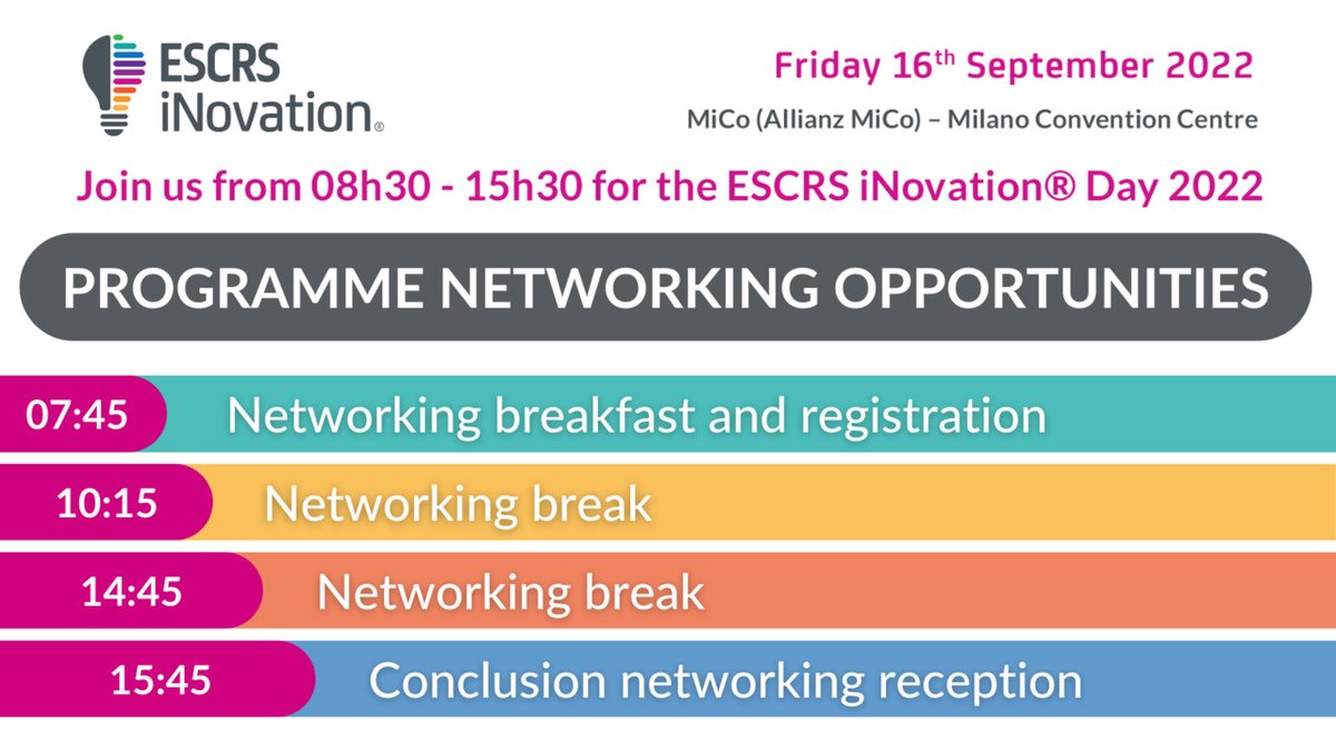 ESCRSofficial's tweet photo. Less than 1 week before #iNovationDay!
Look forward to numerous networking opportunities with clinical and business experts from across Europe and other parts of the world.
Register today and take advantage of these opportunities at #ESCRSiNovation: https://t.co/naVfZz1Sme. https://t.co/wAUTNr5hFM
