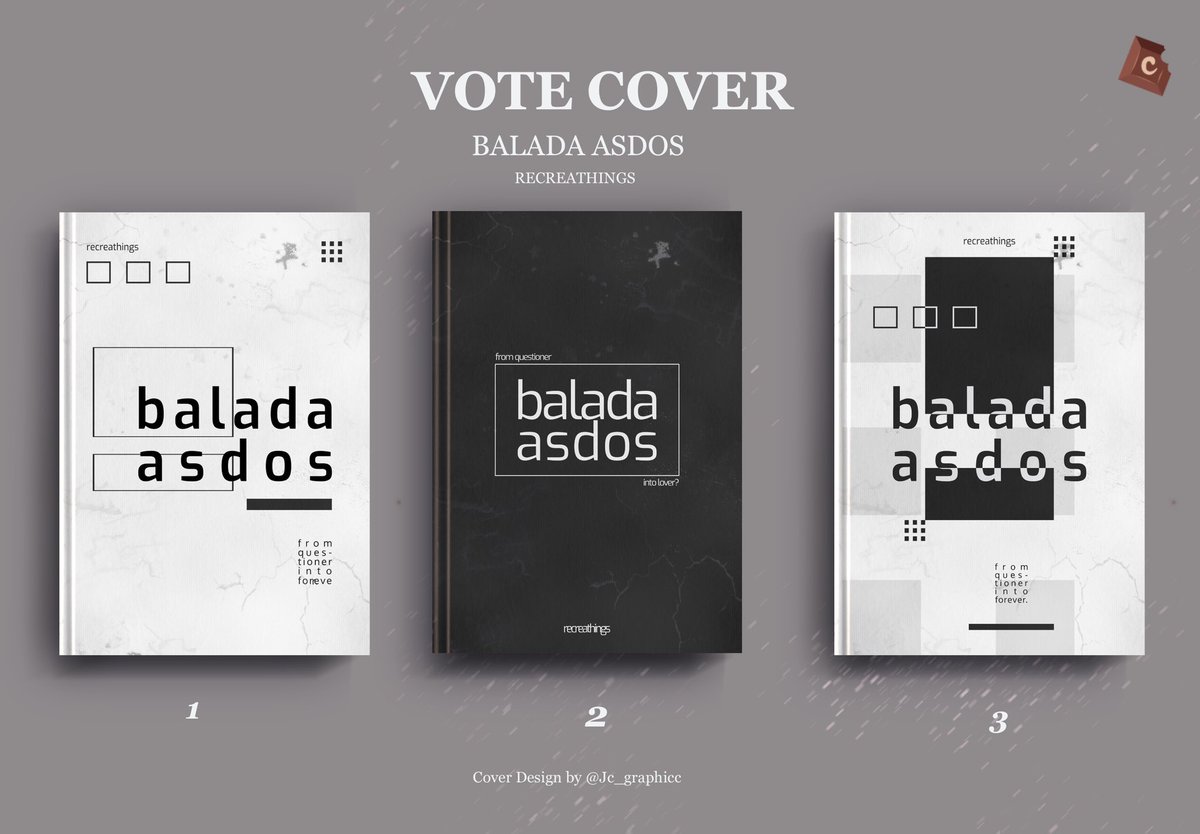 [ VOTE COVER • BALADA ASDOS BY <a href="/recreathings/">REST.</a> ]

🗓 1st Pre-Order • 17 September 2022

Yuk, bantu untuk memilih sampul terbaik antara pilihan 1, 2, dan 3 untuk Balada Asdos dengan meninggalkan komentar ataupun klik voting di bawah! 🥳