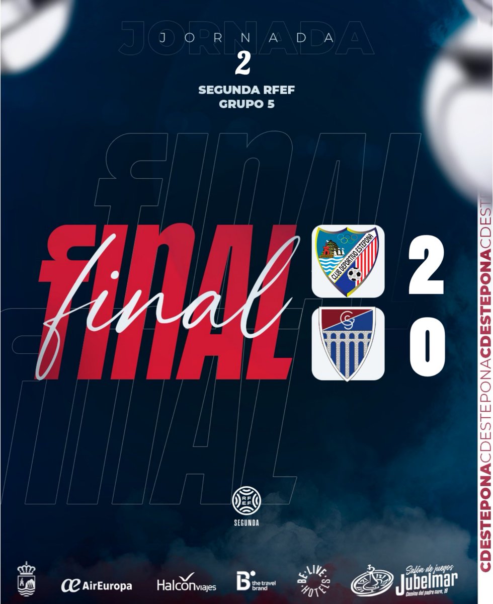 ¡Finaaa! 

Primera y merecida victoria en la nueva categoría de 2RFEF, un doblete de <a href="/TahiruAwudu22/">Tahiru Awudu</a> y el buen partido de <a href="/razak_no_1/">Razak Brimah</a> fue suficiente para conseguirla, CD Estepona 1-0 <a href="/lagimnastica/">Gimnástica Segoviana CF</a>, mucho mérito lo del equipo con tan sólo una semana de entrenamiento, ¡Enhorabuena!