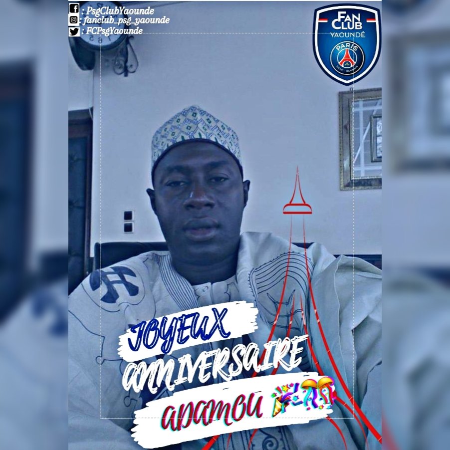 FCPsgYaounde's tweet photo. Souhaitons un joyeux anniversaire au parisien #ADAMOU 🎉🎊🎉🎊🎉🎊🎉 https://t.co/UyltgusaV7