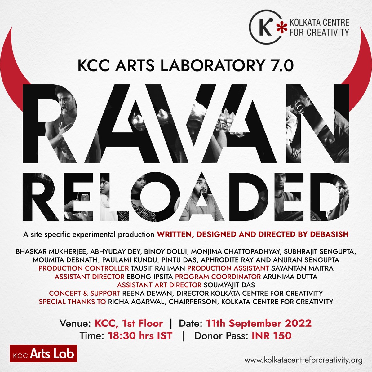 KCCinkolkata's tweet photo. Join us for the third performance of 'Ravan Reloaded' - A site-specific experimental performance directed by Debasish Ray!
Get the ticket online or collect it at KCC. 
#kcc #kccinkolkata #ravanreloaded #performance #socialmedia #artists #artslab #performance #finalshowcase https://t.co/5BpDEoV0mX