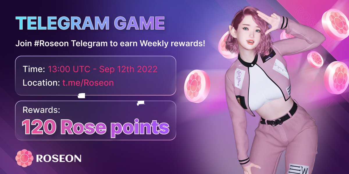 RoseonExchange's tweet photo. Are you ready to claim free bounty? Join our weekly #RoseonGame to enjoy fun activities

Total rewards: 💸120 Roses
📅Quiz Time:  13:00 UTC, Sep 12th, 2022. 
📍Location: https://t.co/o6Og2AgMvb 

👉 Retweet and comment your telegram username below to join https://t.co/1JrzxyBKaX