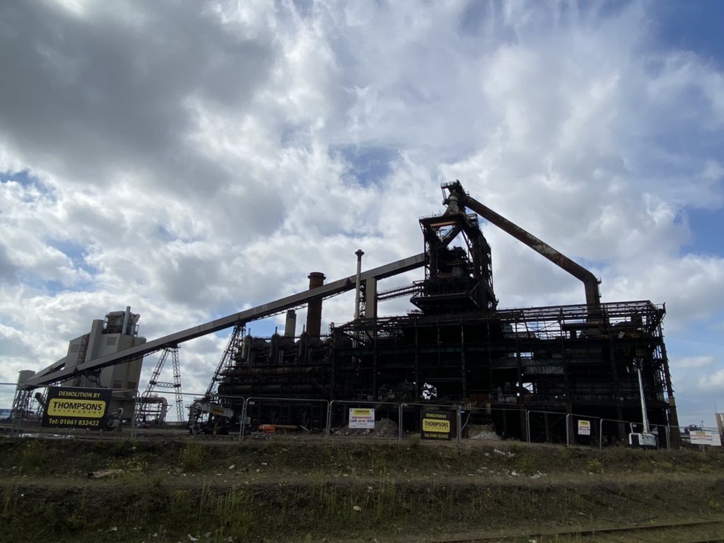 annaturley's tweet photo. And so it begins. 

The deconstruction of Redcar Blast Furnace - what was once the beating heart of this town. 

Jobs, livelihoods, identities, friendships, and the steel that built the world, all forged here.

It will leave a gaping hole in the Redcar skyline. https://t.co/0L1PqSxBSM