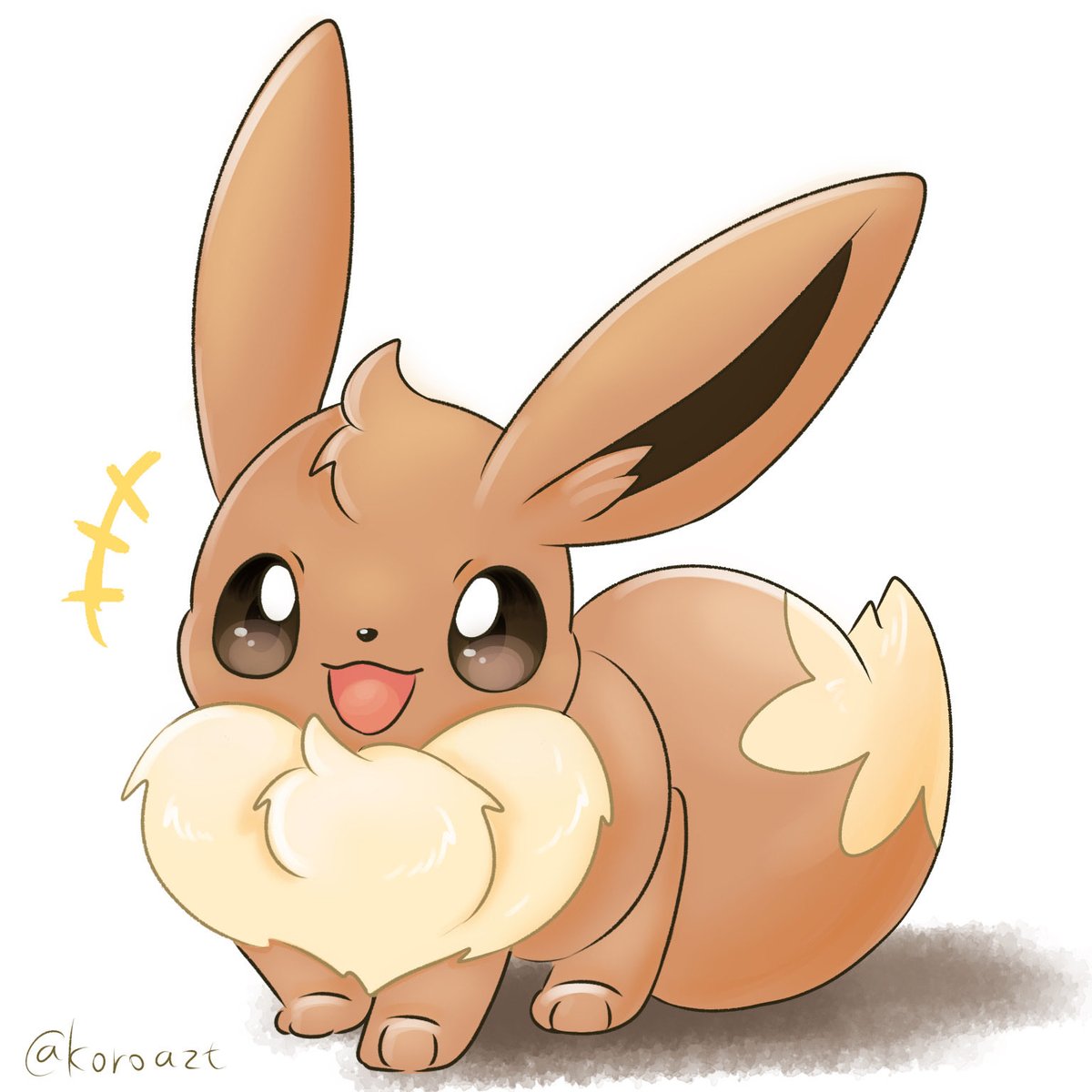 eevee no humans pokemon (creature) open mouth smile solo white background brown eyes  illustration images