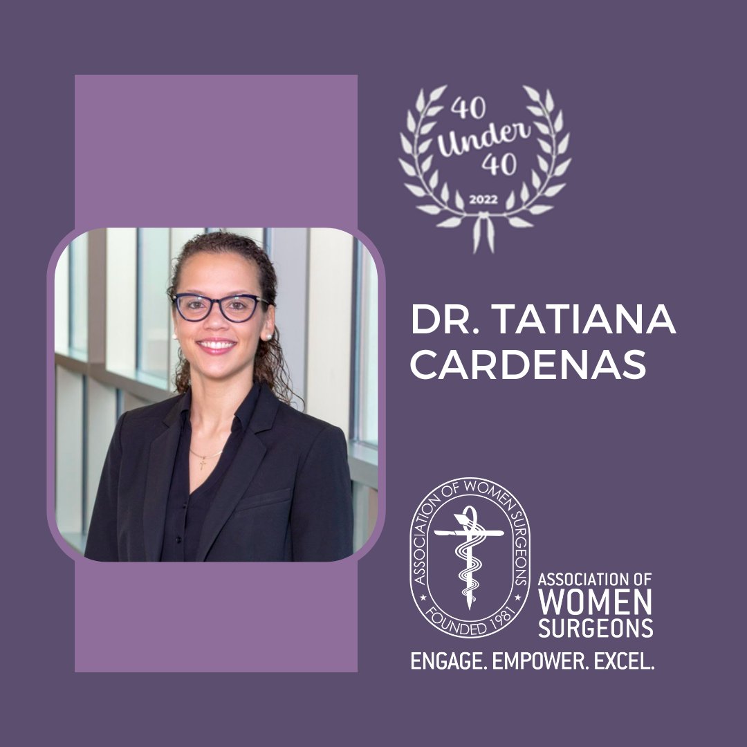 Congratulations to our next AWS 40 Under 40 surgeon: Dr. Tatiana Cardenas MD Dell Seton Medical Center at The University of Texas #AWS2022 #AWSturns40 @DellMedSchool