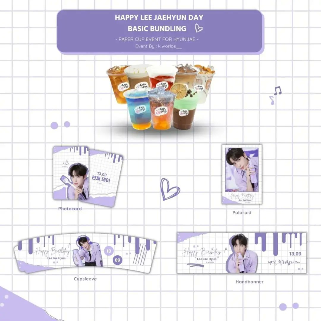 missshop101's tweet photo. Paper Cup Event for Hyunjae 💜
🗓️ Sept 12, 2022 - Sold Out
📍Kopi Chuseyo Cimahi @kpopers_cimahi
📌 Limited quantity
#FREE HANDBANNER
Price : 10k - 15k + drink price
Available for dine-in &amp; take away
First come first serve 🥰
More info, please DM
#happyhyunjaeday #theboyz  #theb https://t.co/UMIhKOTNKw