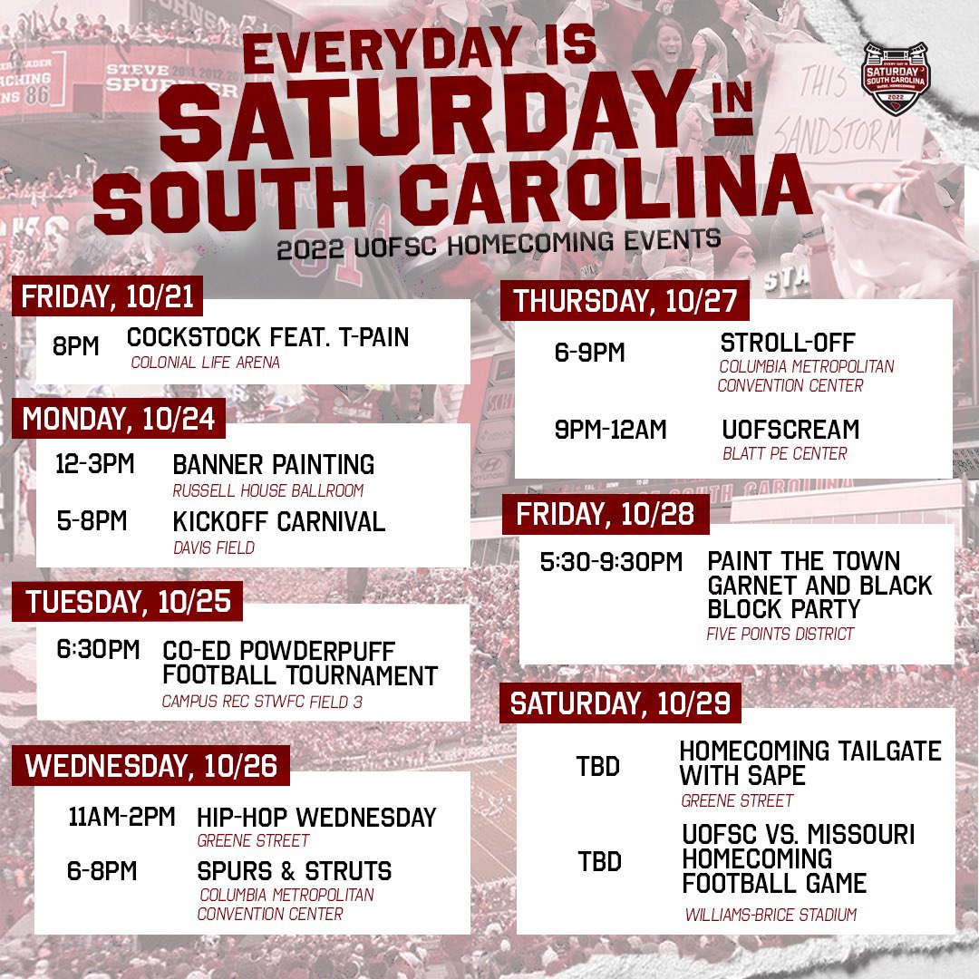 IT’S FINALLY TIME 🎉🎉🎉 We’re so excited to announce our Week of Events for Homecoming 2022! Mark your calendars, October 21-29! 🙌🏽