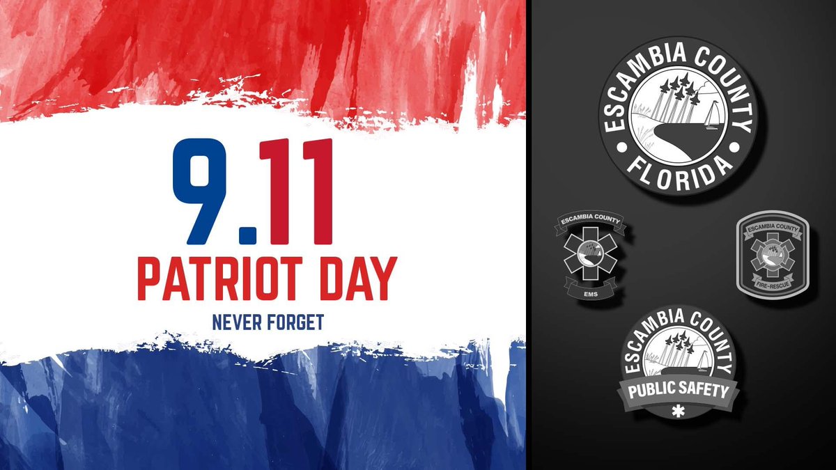 myescambia's tweet photo. 🇺🇸 On Sunday, Sept. 11, we honor those we lost 21 years ago on Sept. 11, 2001. Escambia County is forever thankful for our first responders and those who work every day to protect us. #NeverForget #PatriotDay #firstresponder https://t.co/Xx42nsVGDO