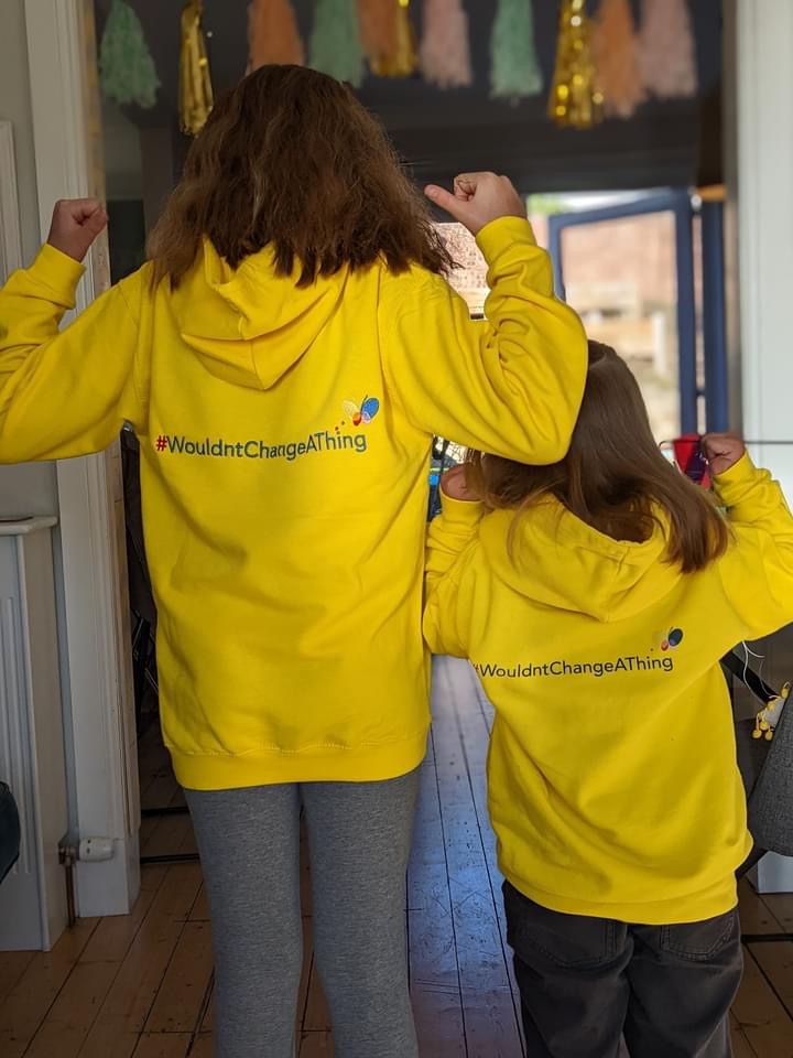 Sisters Abi and Rosie are twinning today in their Wouldn’t Change a Thing hoodies! 
Rosie also featured on the cover of our beautiful WCAT book. 

The book, clothing and other merchandise are available now at wouldntchangeathing.org!