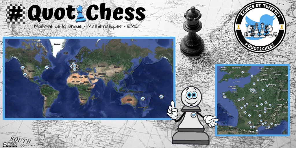 QuotiChess's tweet photo. L'équipe #QuotiChess donne le départ des parties ♟️ pour la 1ère période de cette année scolaire 2022/2023🎊:
5️⃣7️⃣classes de 6 pays et régions francophones (Royaume Uni, USA, Canada, Nouvelle Calédonie, Polynésie et France) vont jouer, soit 1️⃣3️⃣2️⃣7️⃣ élèves !
Ready steady #Chess https://t.co/NmchZDFis3