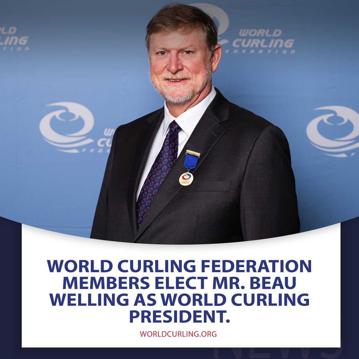 worldcurling's tweet photo. Congratulations to Mr. Beau Welling (USA) on being voted by our Members as the new President of the World Curling Federation.

#WCFCongress | #Curling https://t.co/HcJr48bbso