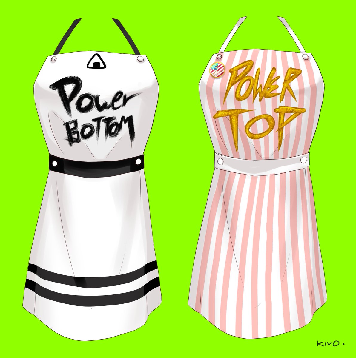 「Powertop and Powerbottom apron set. #kso」|kivoのイラスト