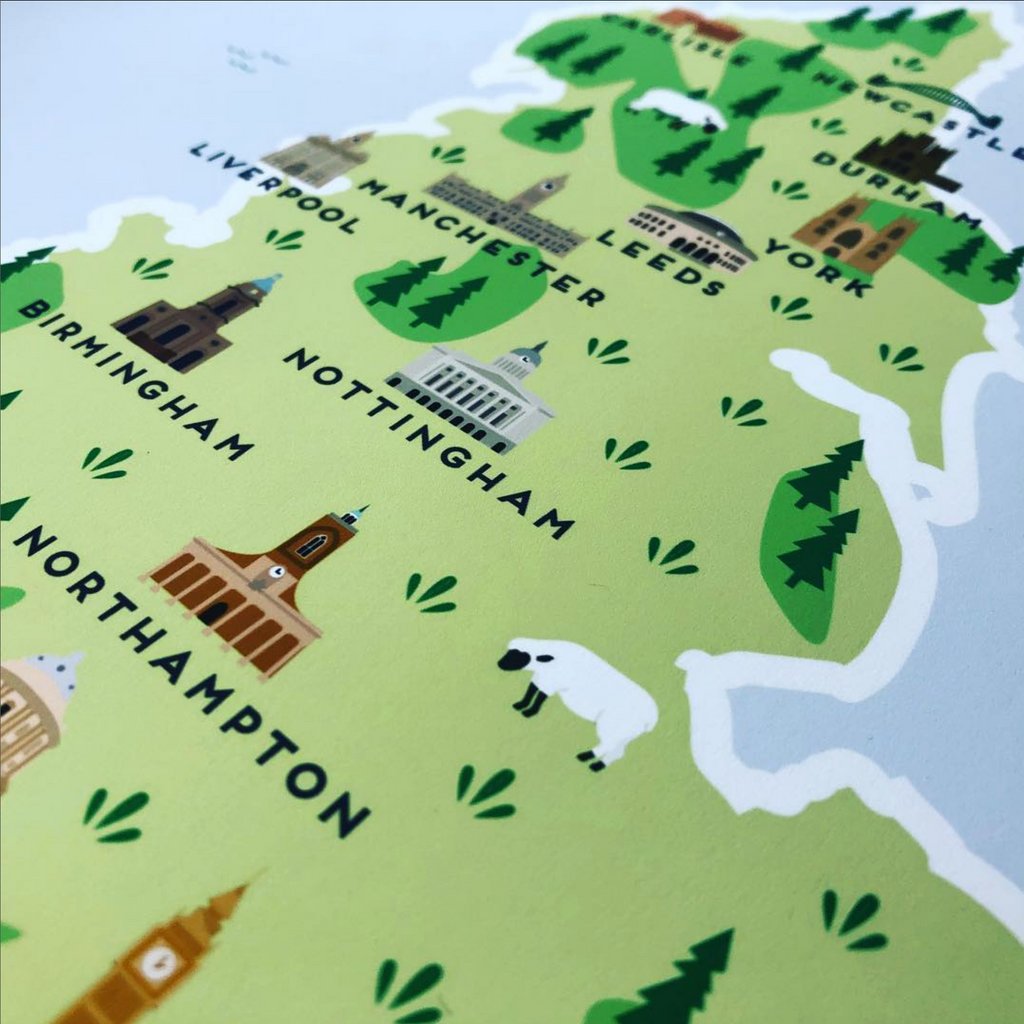 pepperpotstudio's tweet photo. A little close up of our England map 🏴󠁧󠁢󠁥󠁮󠁧󠁿  #england #map #mapofengland #illustratedmap #country https://t.co/QfN36IWjeK