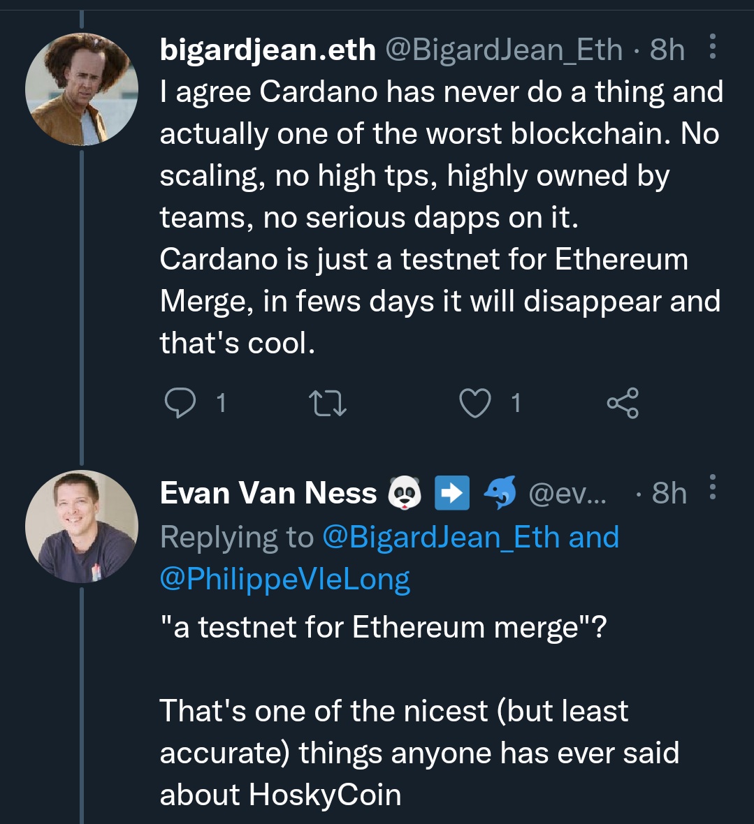 Hou0uinKy0uma's tweet photo. #Cardano, the pioneer of the PoS protocol in the space, with liquid staking,no lockups and slashing is nothing but a mere testnet for #Eth.
This is the level of education in #crypto rn. An account with almost 90k followers literally show-off his complete ignorance. #TheyWillLearn https://t.co/DKYBm9QGar
