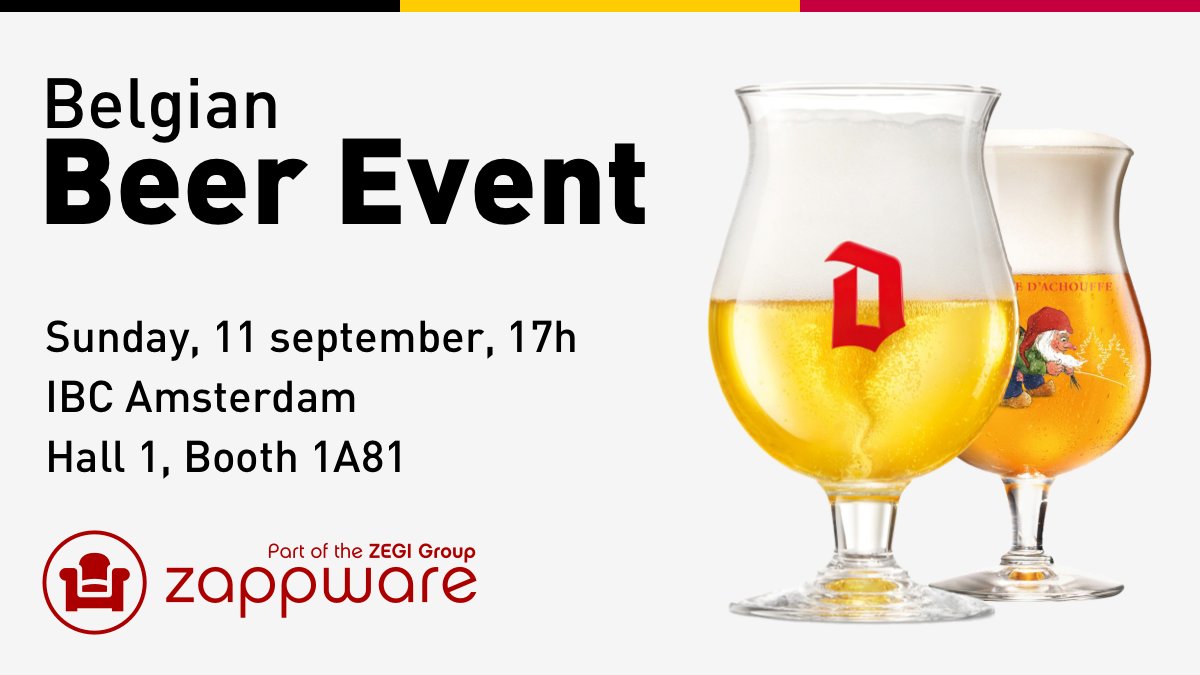 Zappware's tweet photo. It's another amazing day at @IBCShow! Don't miss a chance to taste authentic Belgian beer at our Beer Event tonight🍺

See you at Booth 1.A81🍻

#IBC2022 #beer #entertainment https://t.co/x3taU80CR4