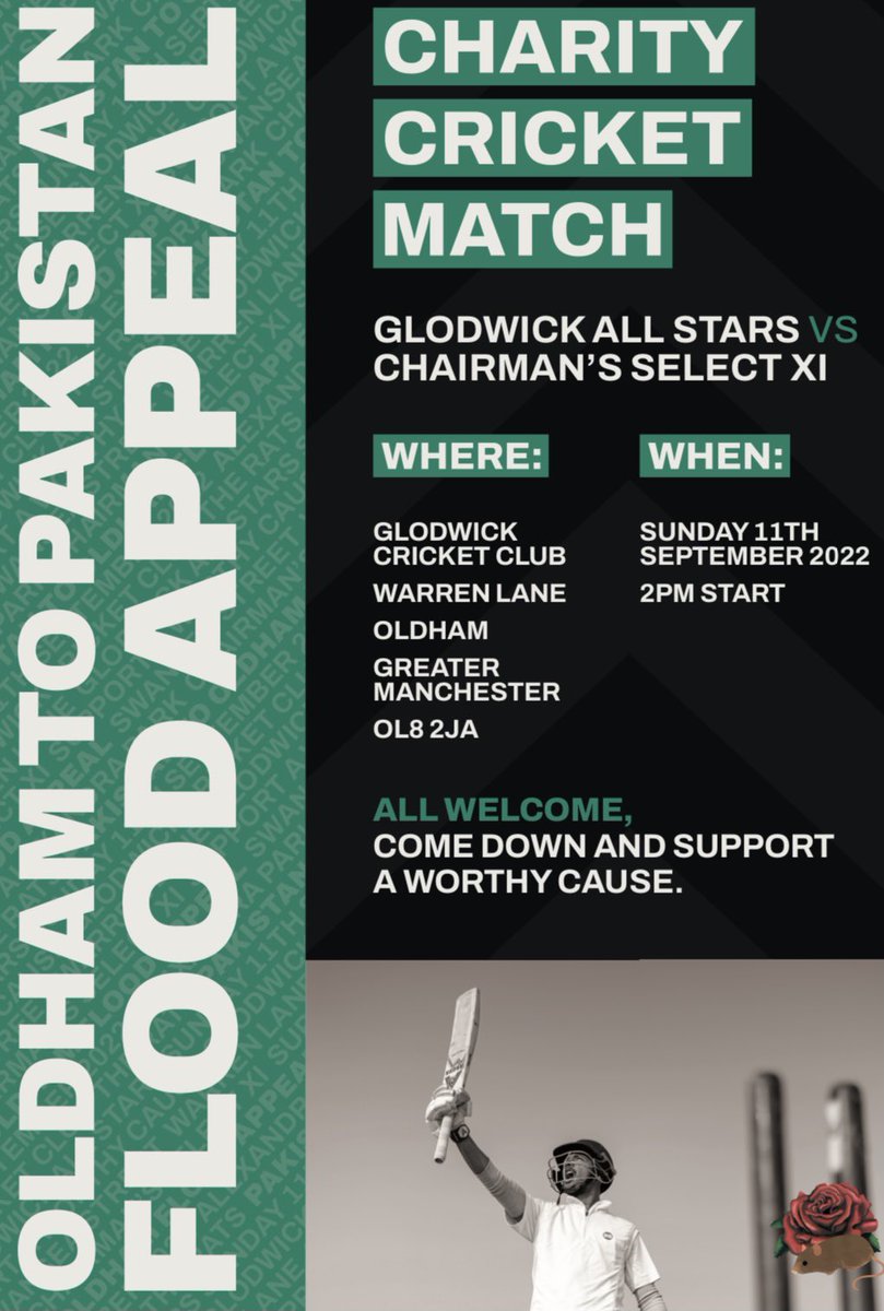 All support welcome today for a great cause. 2PM start and the weather is on our side. Any donations are welcome <a href="/GtrMcrCricket/">The Greater Manchester Cricket League</a> @GmclJ