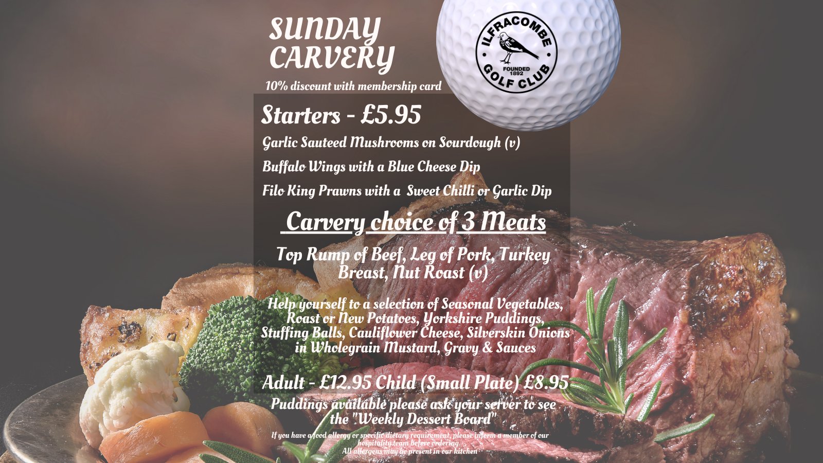 Golf Club on Twitter "Book your table NOW for our Sunday