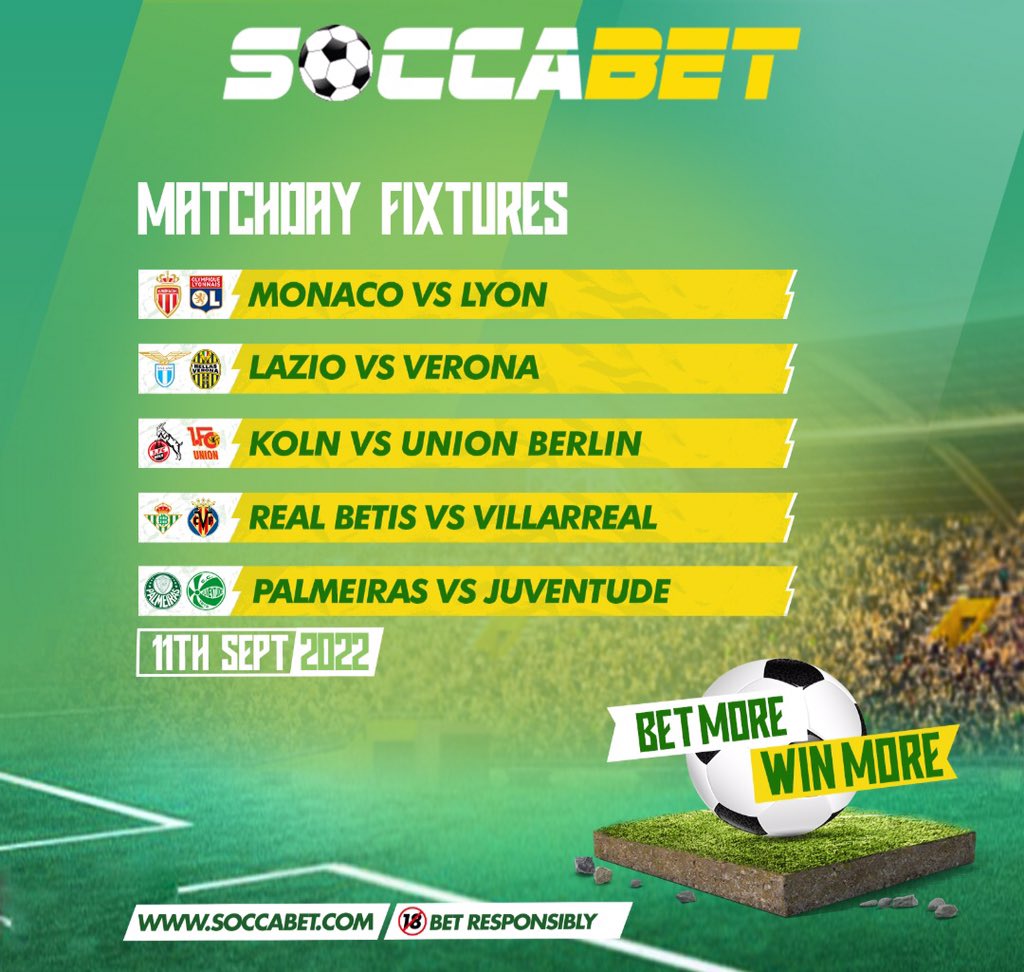 soccabet's tweet photo. Matches for today!
#betwithsoccabet https://t.co/pAB0rbA8zy