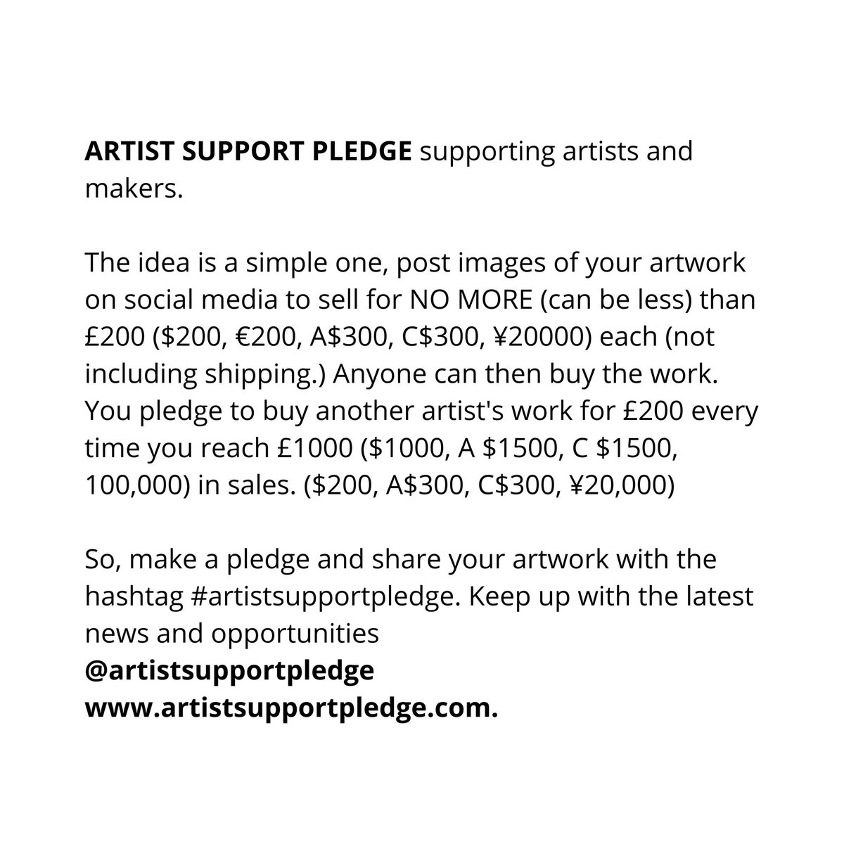 For the Artist Support Pledge user guide please see the HOW TO page at artistsupportpledge.com

#artistsupportpledge #culture #art #makers #aspinfo #generosityisinfectious <a href="/matthewburrows_/">matthew Burrows</a>