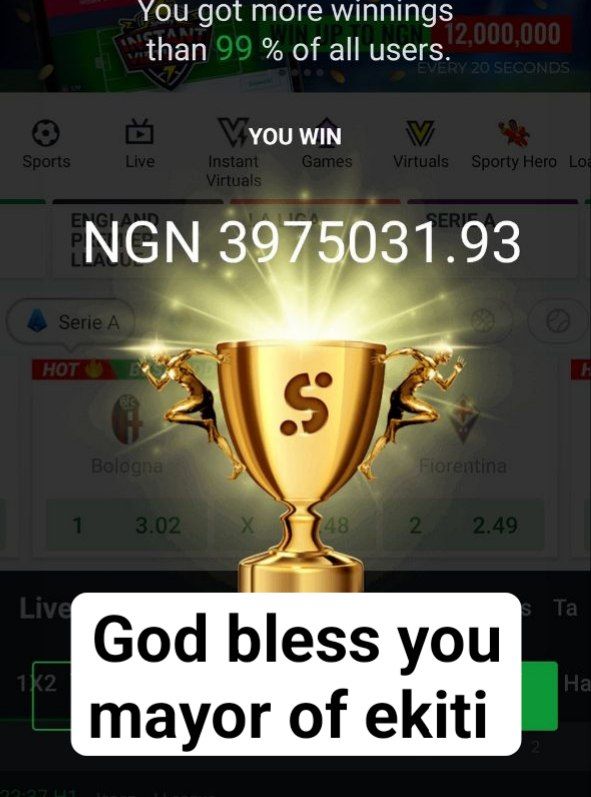 UC_TIPS's tweet photo. Booom... God answered my prayer YESTERDAY through MAYOR OF EKITI
#12Million Naira In the Bag,✅✅✅
SPORTYBET

300k giveaway to the first 1000 that RT
 
MAKE SURE U ARE FOLLOWING ME 

The giveaway will be on the telegram channel.
Join now: https://t.co/lVoJgPpvgN https://t.co/QRyowsXyPX