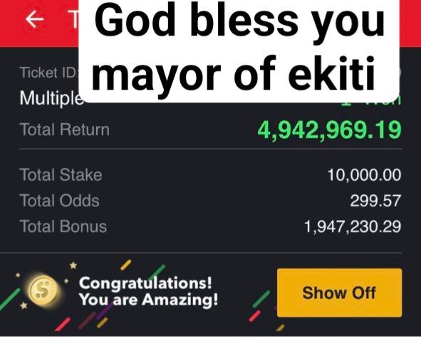 UC_TIPS's tweet photo. Booom... God answered my prayer YESTERDAY through MAYOR OF EKITI
#12Million Naira In the Bag,✅✅✅
SPORTYBET

300k giveaway to the first 1000 that RT
 
MAKE SURE U ARE FOLLOWING ME 

The giveaway will be on the telegram channel.
Join now: https://t.co/lVoJgPpvgN https://t.co/QRyowsXyPX
