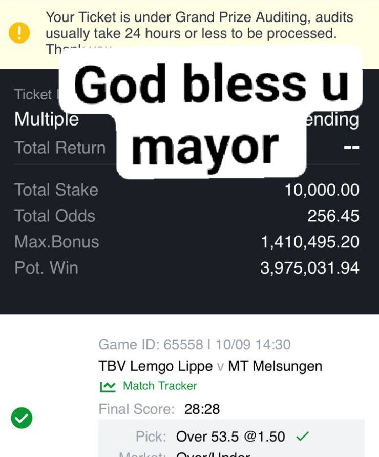 Booom... God answered my prayer YESTERDAY through MAYOR OF EKITI
#12Million Naira In the Bag,✅✅✅
SPORTYBET

300k giveaway to the first 1000 that RT
 
MAKE SURE U ARE FOLLOWING ME 

The giveaway will be on the telegram channel.
Join now: bit.ly/2KFj87C