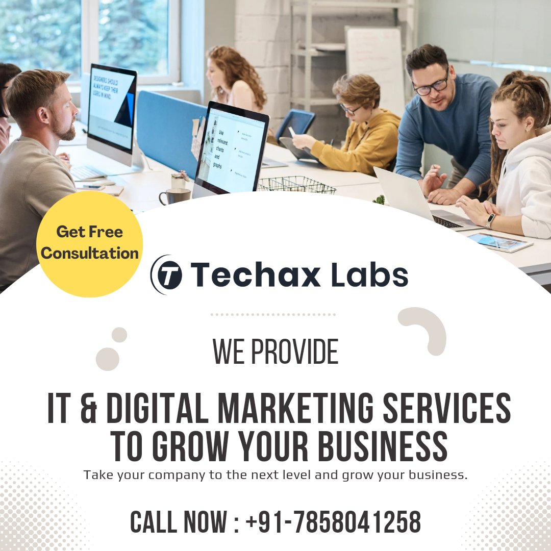 TechaxLabs's tweet image. Boost your business to go global on the internet with our best IT and digital marketing services! 

Get free Consultation.

techaxlabs.com
+91-9608100647
.
.
#TechaxLabs #Digital  #Technology #Website #Graphics #Agency #Company #Patna #Kolkatta #USA #Nepal #Noida #Delhi