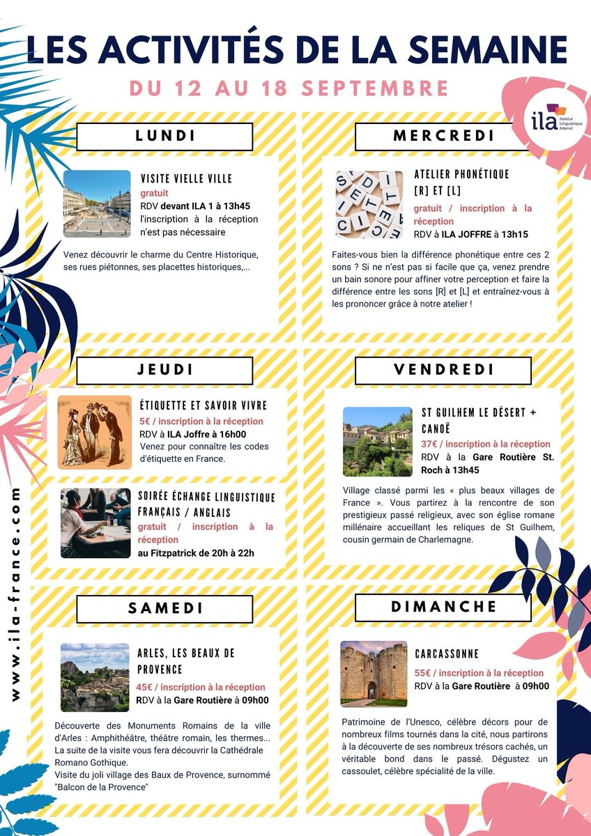 ila_france's tweet photo. A demain, pour une nouvelle semaine de #coursdefrancais 🇨🇵 😃 Après les cours, c'est le moment de profiter des activités extra scolaires 🌞
#ila #montpellier #frenchschool #frenchlanguageschool #fle #profdefle #FrenchLanguageCourse #newweek #learnfrench #learnfrenchinfrance 😎 https://t.co/T4m5nIrqOn