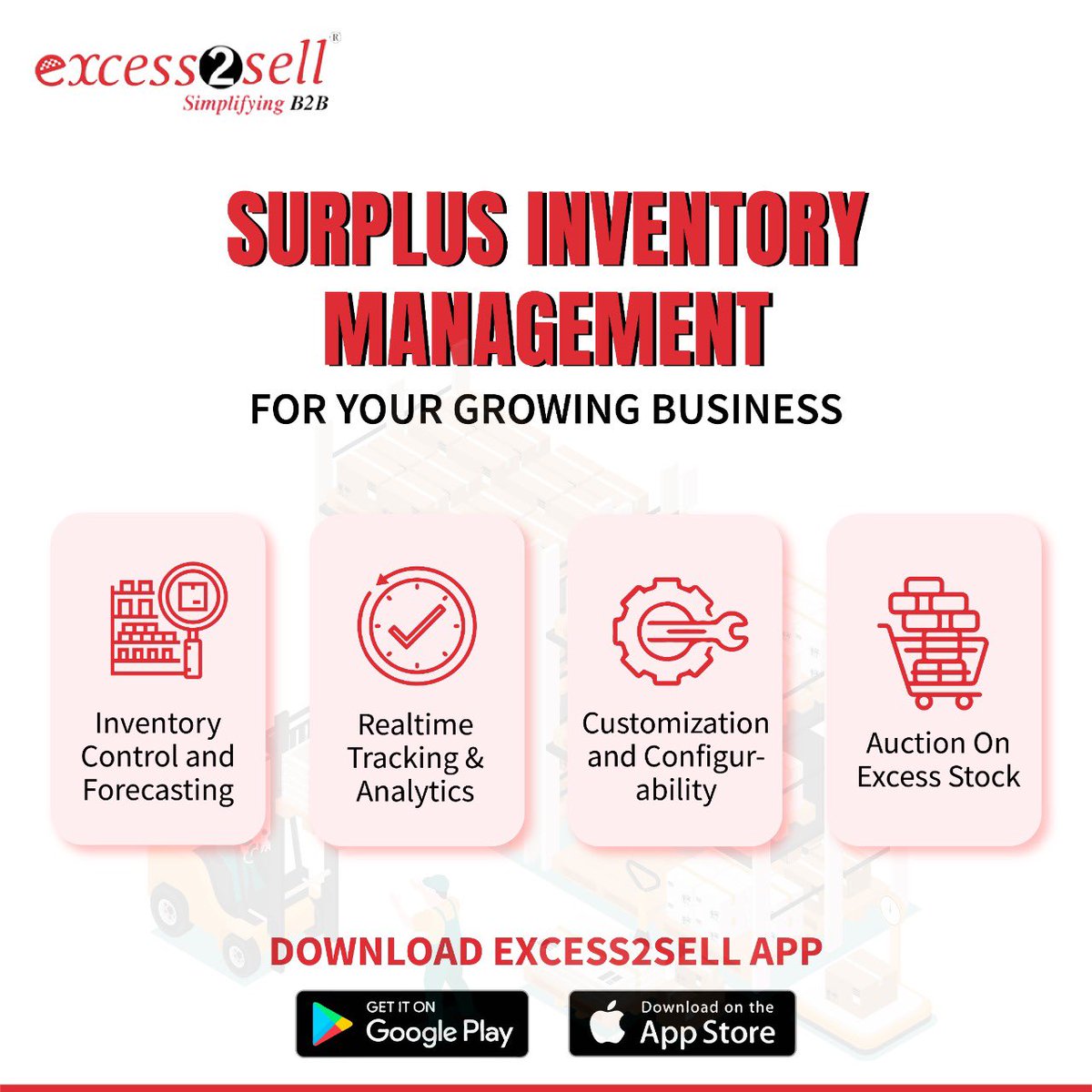 excess2sell's tweet photo. Poorly managed surplus can bring negative affect in store and online conversions, and stifle your cash-flow 💁‍♀️ 

Manage your surplus inventory rightly and efficiently with Excess2sell ✅ 

Visit https://t.co/xXONZTf3Ne

#surplusliquidation #liquidate #overstock #stockinventory https://t.co/KOUtc9sUSE