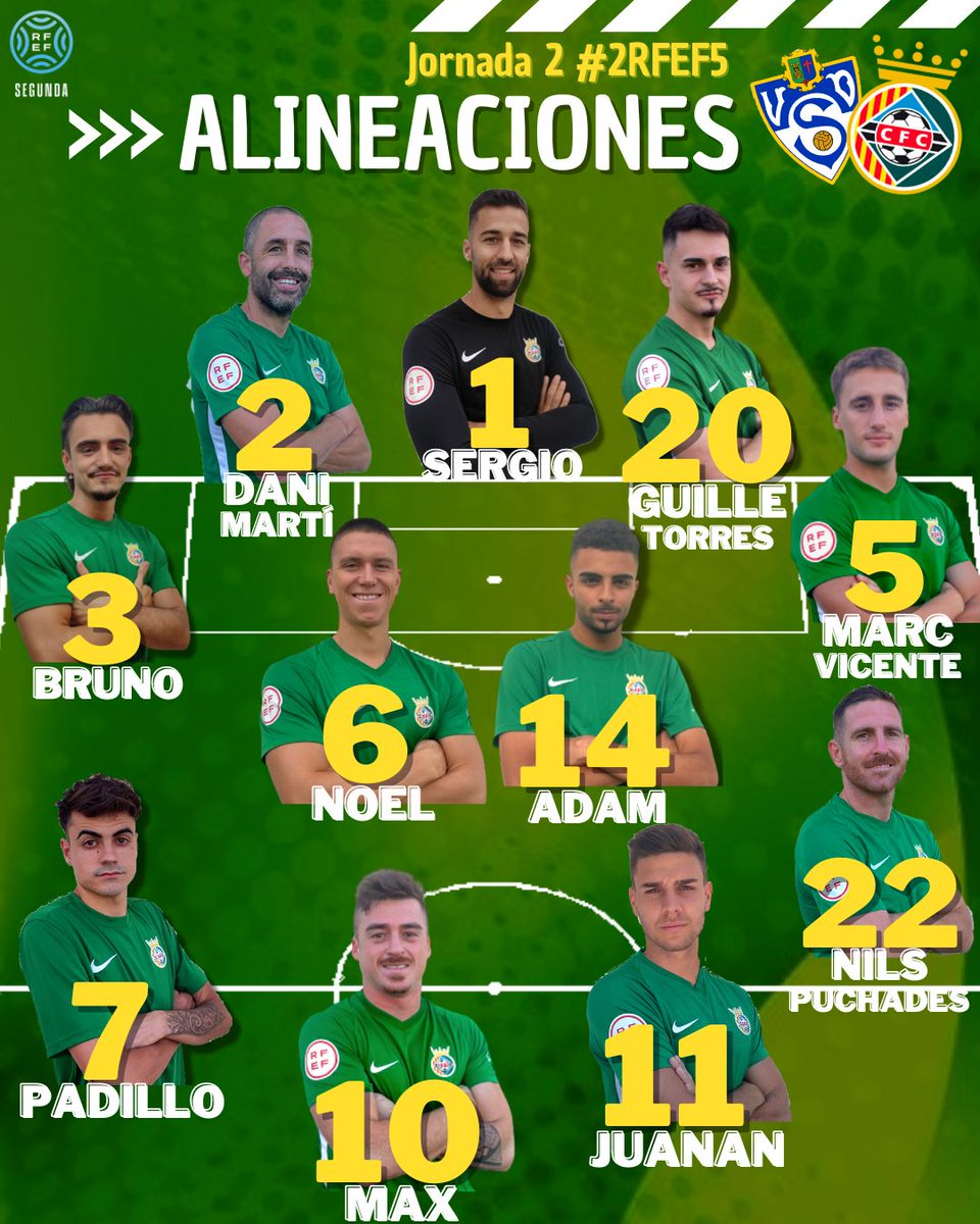 CERDANYOLAFC's tweet photo. 🟢 Els 11 verds que s'ho deixaran tot per sumar els primers tres punts de la temporada!! 

⚽ @YugoUDS 🆚 @CERDANYOLAFC 

💚#somhiverds #futcat https://t.co/K2msYA0kKh