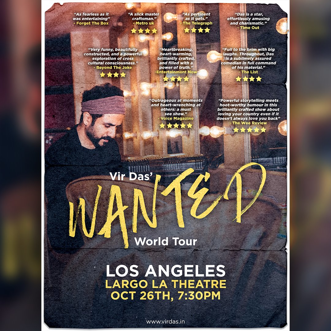 Alright LOS ANGELES! Bringing the #WantedTour back to you on OCT 26th at Largo theatre. Tickets are LIVE, go NOW and book them off. Tix: bit.ly/WANTED_LA2

@LargoLosAngeles #largolosangeles #largocomedy