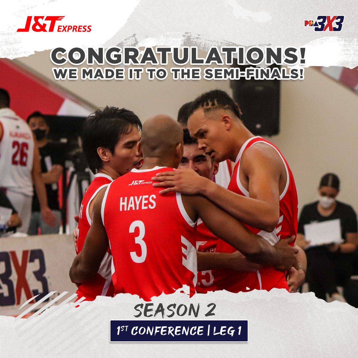 jntexpressph's tweet photo. Congratulations to our J&amp;T Express basketball team for making it to the Semi-Finals!🎉

We will be back stronger! 💪

Let’s continue to support them. See you on Leg 2, mga ka-J&amp;T!

#JNTLaban
#LakasNgTatlo
#ExpressYourOnlineBusiness
#jntexpressph https://t.co/oavS3XrUOs