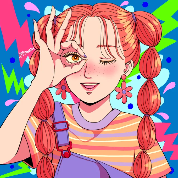 #カラフルな作品を見せてほしいです 素敵なタグなので失礼します カラフルでポップなイラストを描くのが好きで練習中です