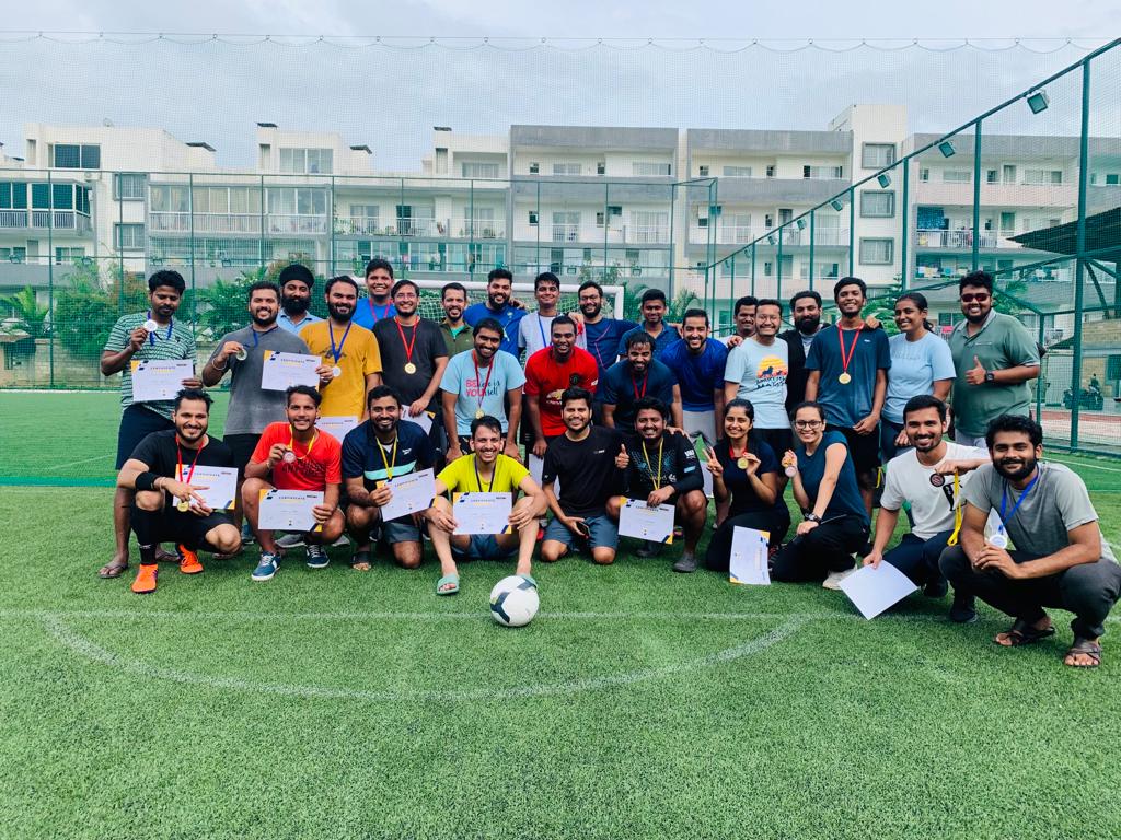 Intugine's tweet photo. What a thrilling weekend with the IntuCup Football tournament! We saw an exciting battle between the four teams to win the title. IntuCup is definitely taking surprising turns every week! Few glimpses from the game.
.
.
.
.
#IntuCup #Intugine #LifeAtIntugine #FootballTournament https://t.co/bTxahD66YG