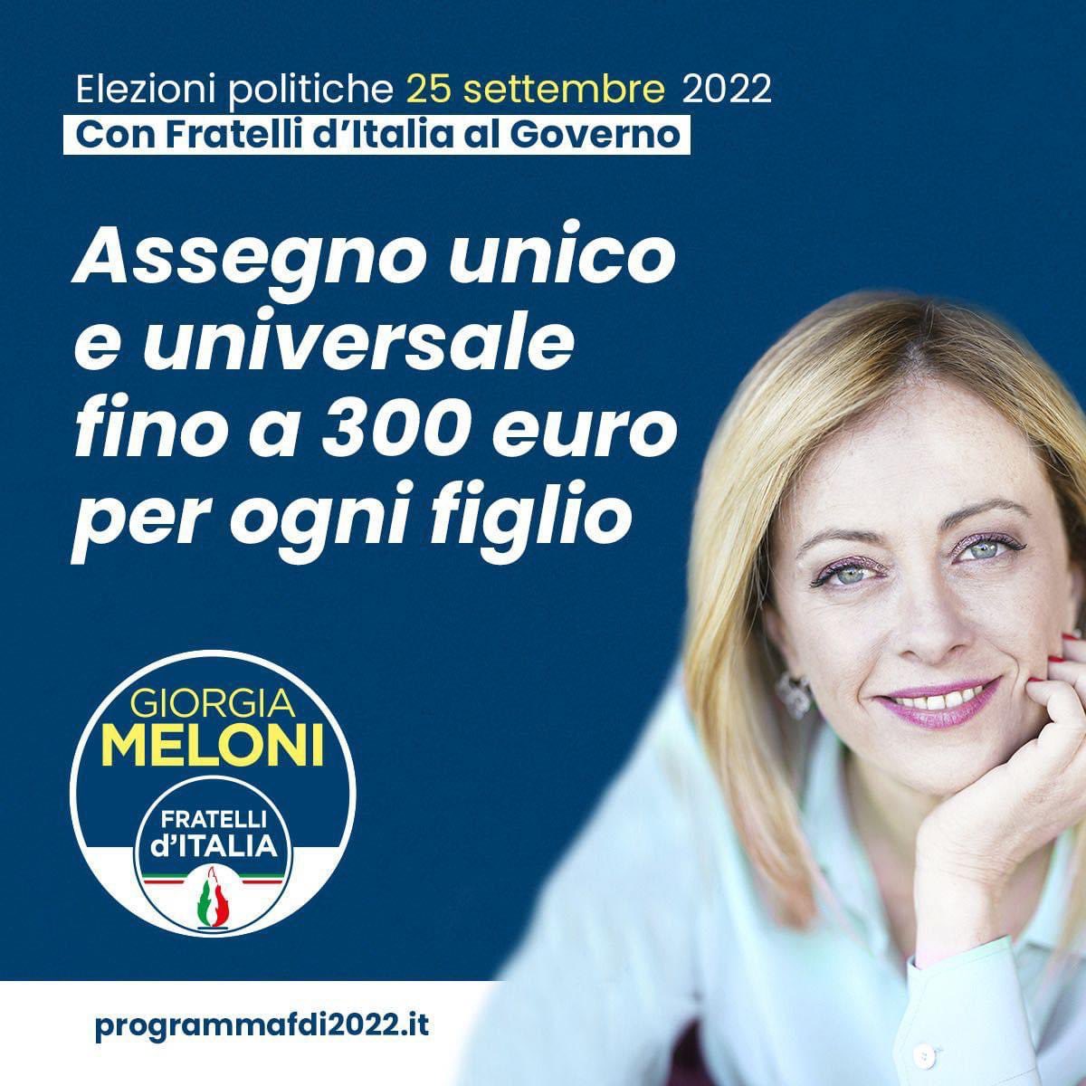 🔵 Siamo pronti a dare un sostegno concreto alle famiglie. I bambini sono il futuro e la famiglia il nucleo essenziale della Nazione.

#ElezioniPolitiche2022 
#VotaFDI #Meloni