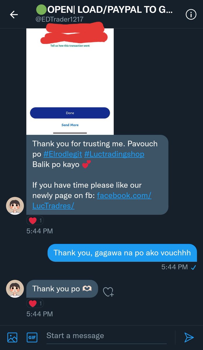 maurissaplays's tweet photo. Thank you @EDTrader1217 for the smooth gcash to paypal transaction po. :))
#Elrodlegit #Luctradingshop https://t.co/wCotlUcqd1