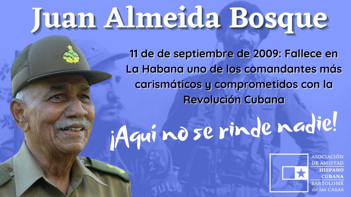 H_Cubana's tweet photo. Hoy es día de conmemorar y decir con orgullo que #AlmeidaVive en el pueblo de #Cuba 🇨🇺 y en la memoria de todos los pueblos dignos del mundo.

¡𝗔𝗾𝘂í 𝗻𝗼 𝘀𝗲 𝗿𝗶𝗻𝗱𝗲 𝗻𝗮𝗱𝗶𝗲!

#ComandanteAlmeida
#CubaViveEnSuHistoria https://t.co/84qpEQ4P1L