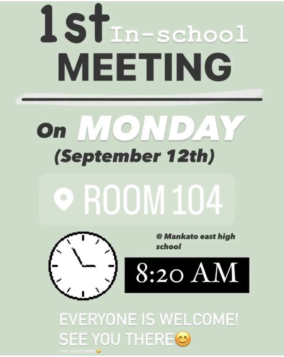 📣 Cougars!! Stud Co Meeting tomorrow (9/12) at 8:20 am in room 104! #getinvolved #WeAreMEHS
