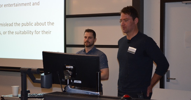 NSWYLAnimalLaw's tweet photo. ✨ SPEAKERS 3: Animals and the Australian Consumer Law ✨

Lawyers Mike Rosalky and Naaman Kranz from K &amp; R Animal Law argued how lawyers can work #withintheconfines of the ACL to achieve justice for animals. 

#AnimalLawConf22 https://t.co/TLKScLfhM3