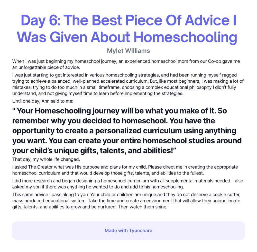MyletW's tweet photo. Day 6 of 30 - Sharing my journey in homeschooling. https://t.co/ZV93BYGXcN