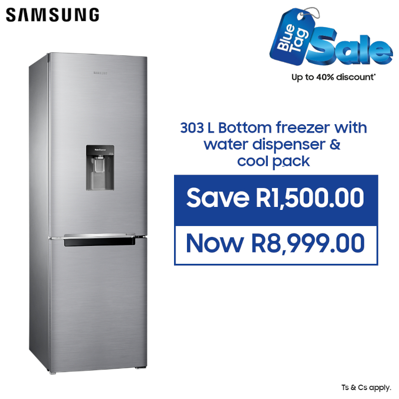 SamsungSA's tweet photo. Organise it better. Enjoy it more with the #BlueTagSale deal on the #BottomFreezer fridge, with cool pack.
Get it from the #SamsungOnlineStore, and you'll get free delivery, plus payment terms available.
Ts & Cs apply.