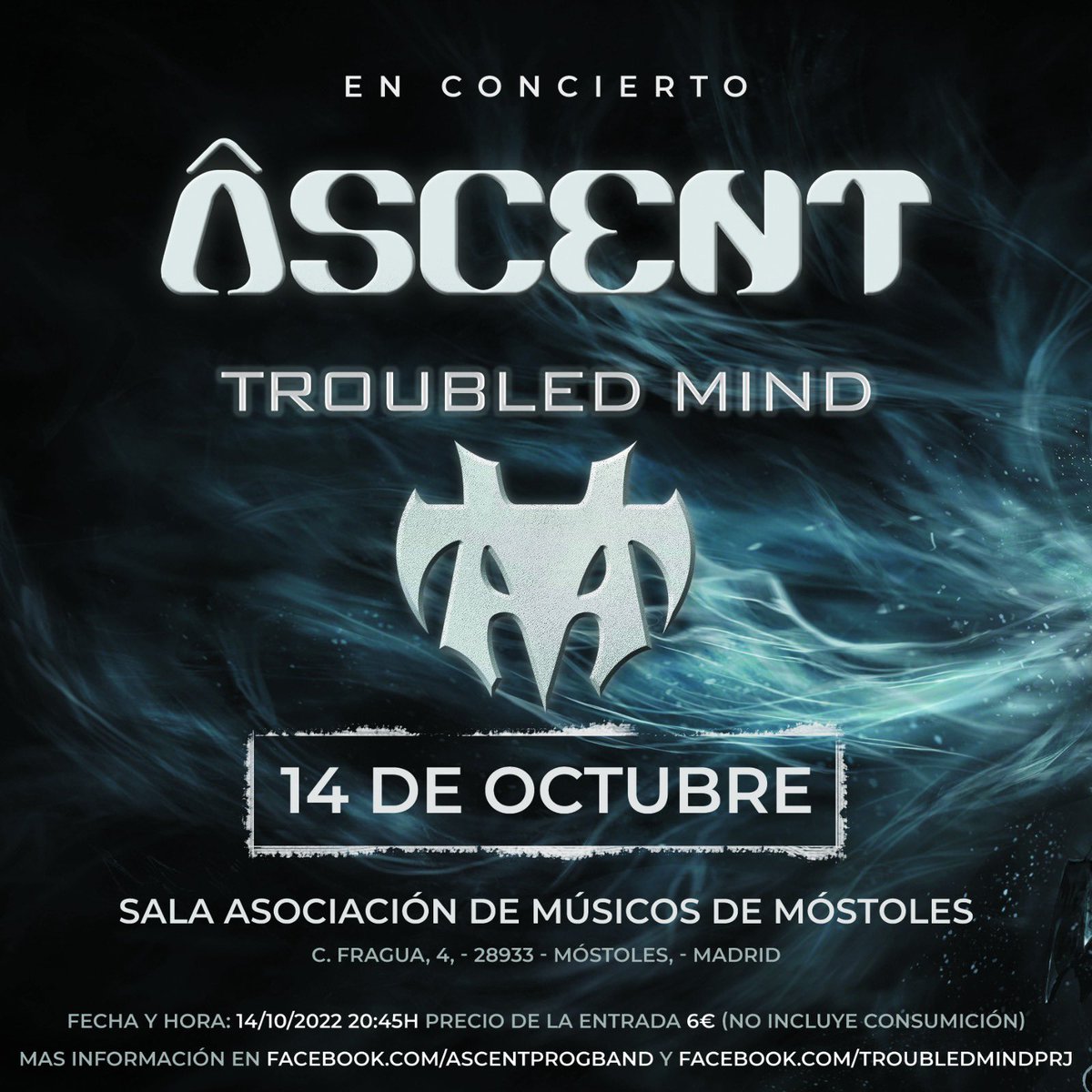 TroubldMindBand's tweet photo. Después de más de tres años nos volvemos a subir a un escenario y qué mejor manera que junto a nuestros amigos de Ascent! Un día especial para nosotros sin duda...  y muchas ganas de mostraros como suenan estos nuevos Troubled Mind! Os esperamos!!! https://t.co/5ZTpdsT88H