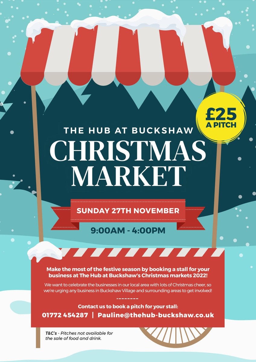 CALLING ALL LOCAL BUSINESSES!📢

It's never too early to start thinking about #Chirstmas!🤩🎅🏻🎄✨

Our #ChristmasMarkets were so successful last year that we've brought them back for 2022!

To book a stall for your #smallbusiness, please email pauline@thehub-buckshaw.co.uk📩
