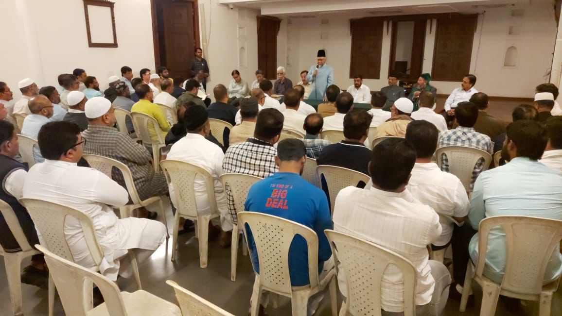 AIMIM_Nampally's tweet photo. @aimim_national Legislators Chaired First Meeting with Corporator's and Party Workers Regarding forthcoming Jalsa Milad un Nabi (S.A.W.S) today at Party Headquarters Darussalam.@asadowaisi https://t.co/BkJxN2BcRQ