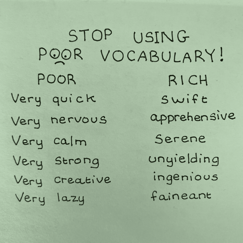 VocabulousUS's tweet photo. 🛑 Stop saying ‘very’! Expand your vocabulary! 🤓 #wordoftheday